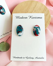 Load image into Gallery viewer, Christmas Swirl Oval Studs
