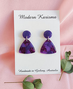 Purple Passion Triangle Dangle Earrings