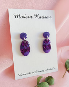 Purple Passion Mini Oval Dangle Earrings