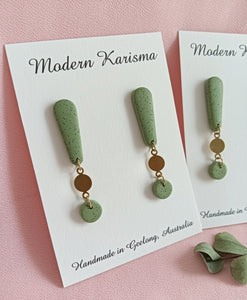 Speckled Green Circle Drop Dangle Earrings