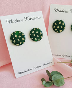 Green and Gold Statement Stud Earrings