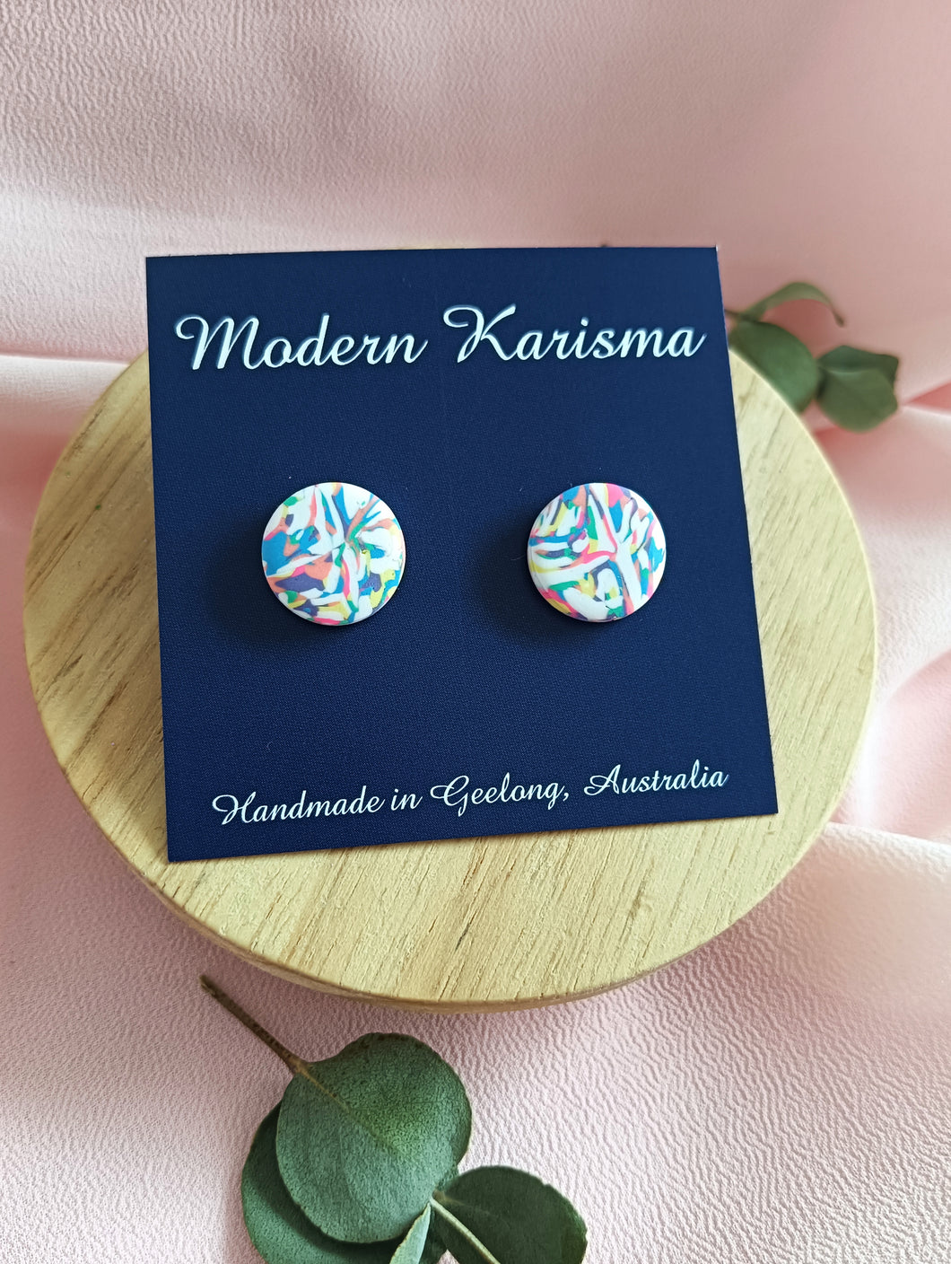 White Rainbow Stud Earrings