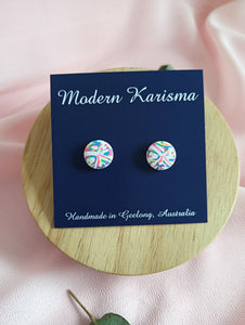 White Rainbow Stud Earrings