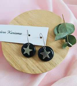 Black Circle Star Hoops