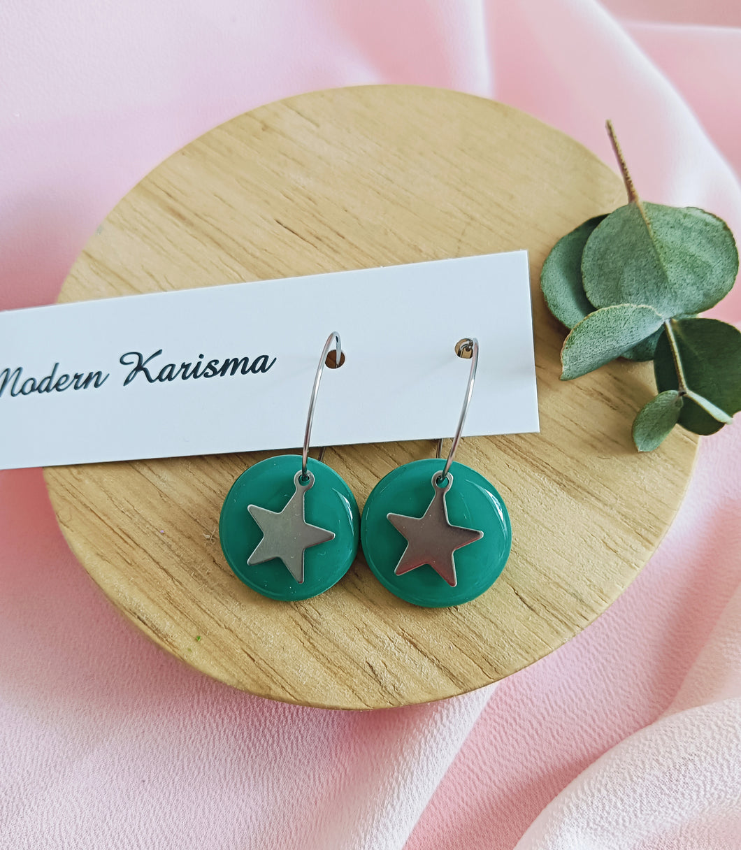 Green Circle Star Hoops