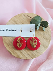 Red Circle Leaf Hoops