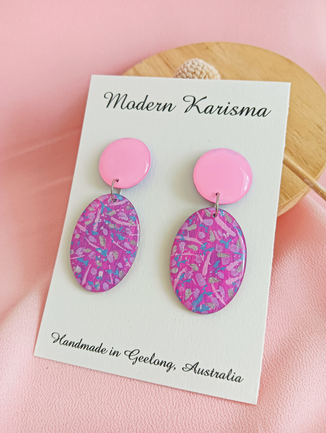 Pretty Pink Oval Dangles