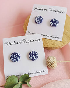 Purple and White Stud Earrings