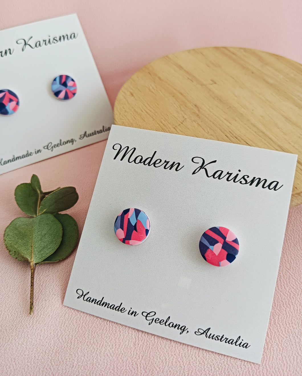 Pink, Blue and Purple Stud Earrings