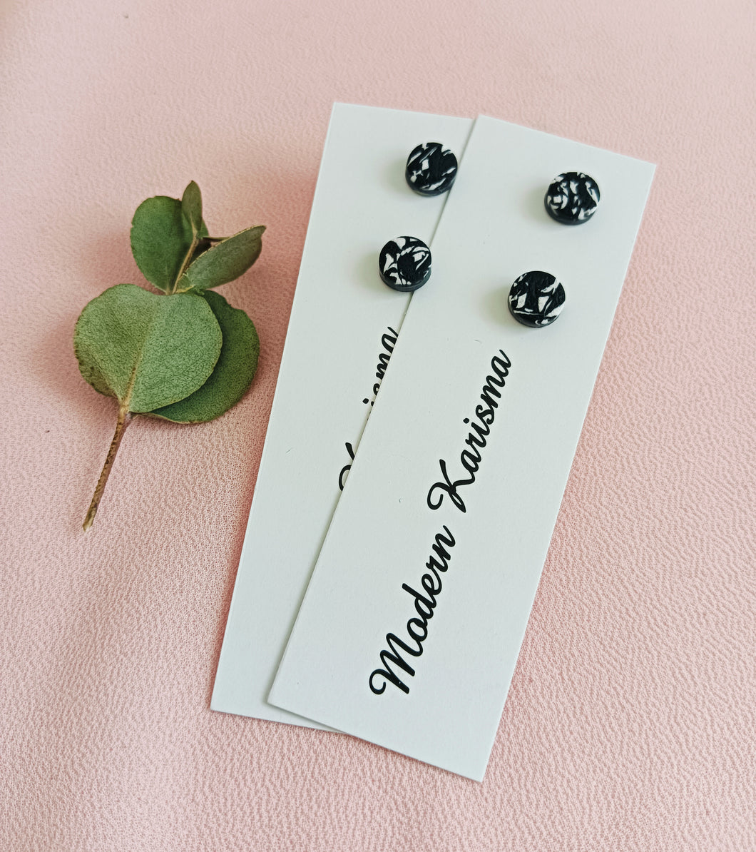 Monochrome Swirl Mini Studs