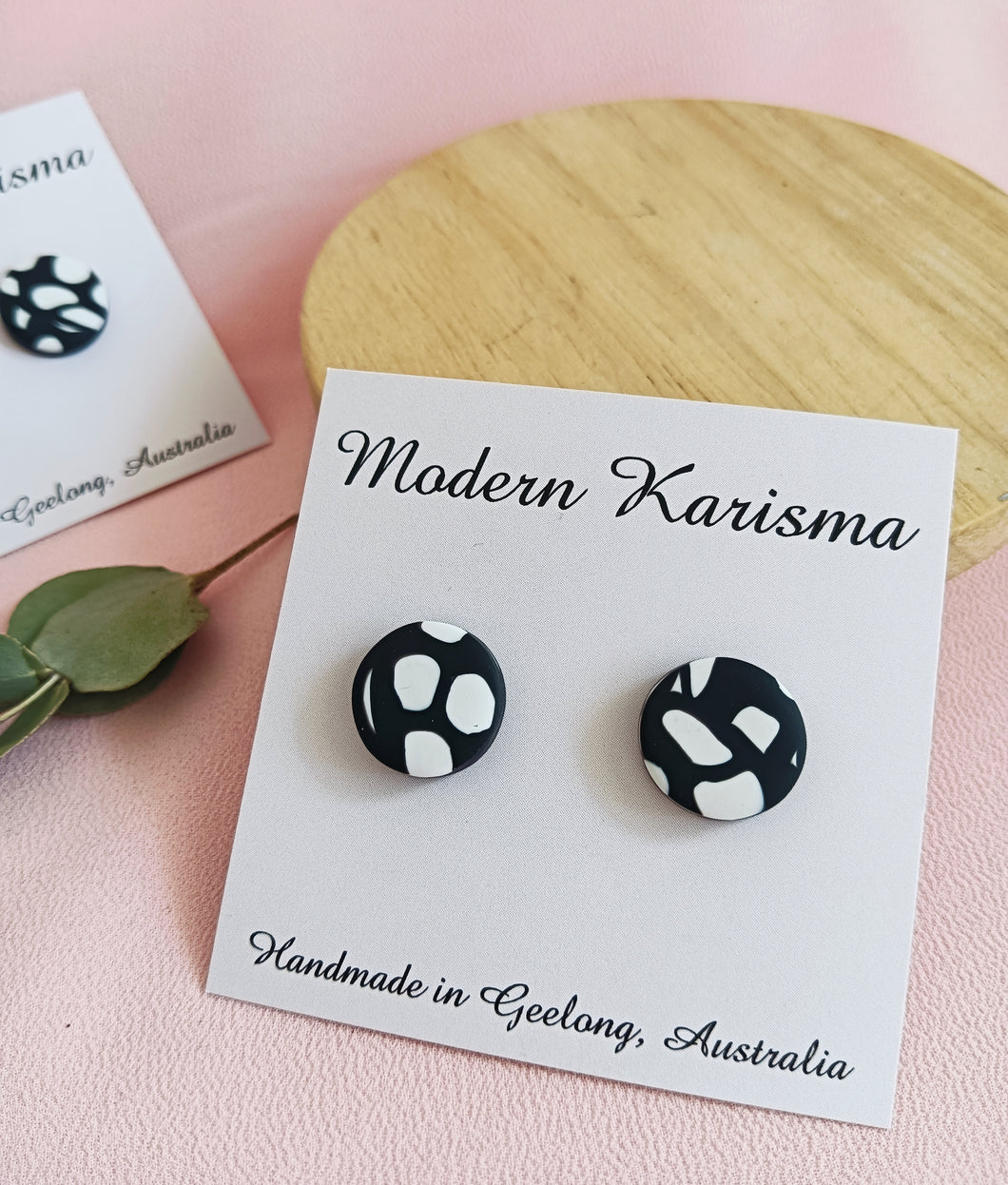 Black and White Stud Earrings