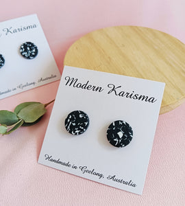 Monochrome Swirl Stud Earrings