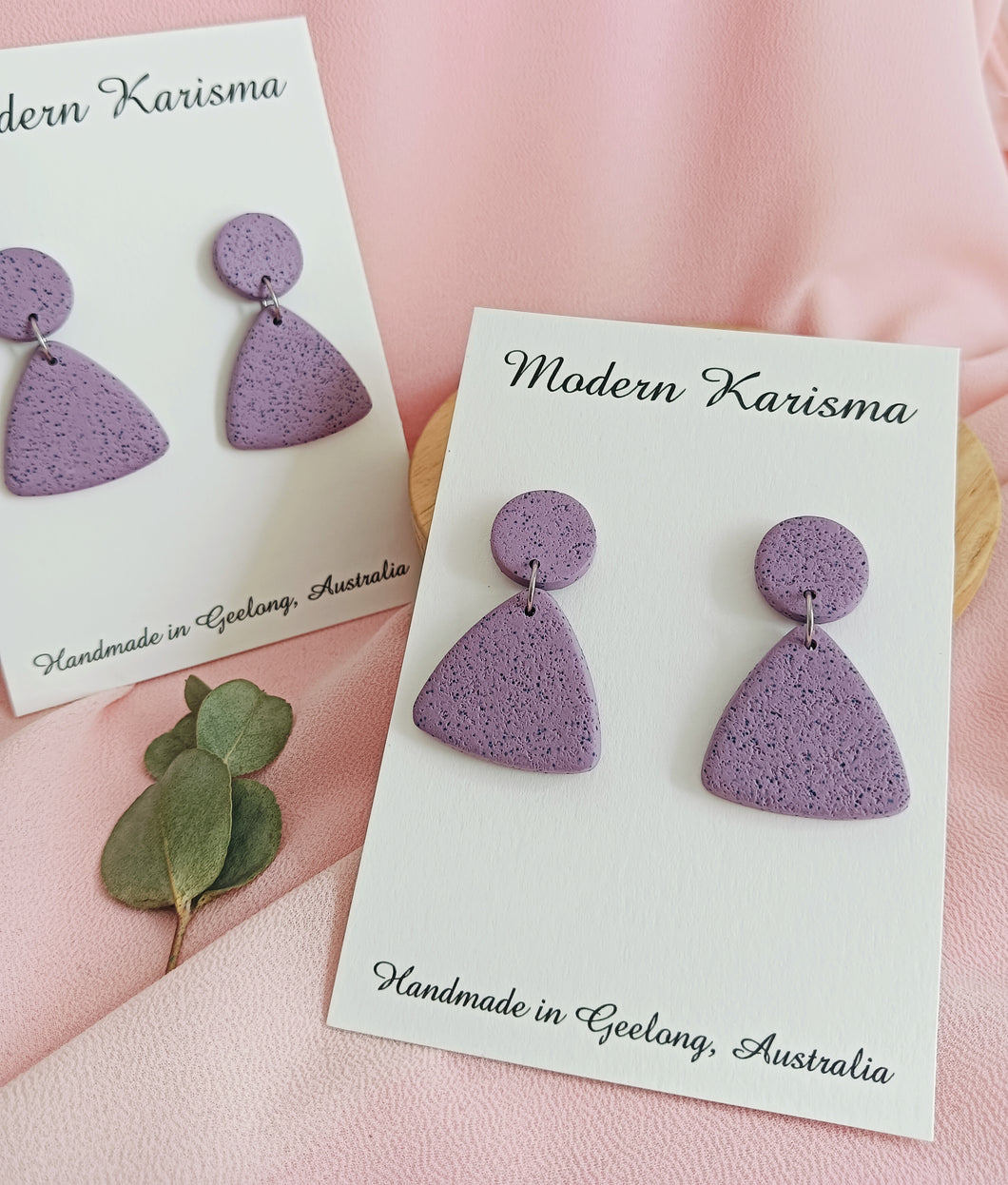 Textured Purple Triangle Dangle Earrings