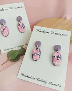 Pink and Purple Mini Oval Dangles