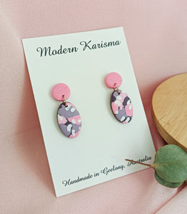 Pink and Purple Mini Oval Dangles