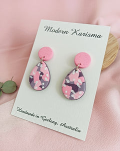 Pink and Purple Teardrop Dangle Earrings