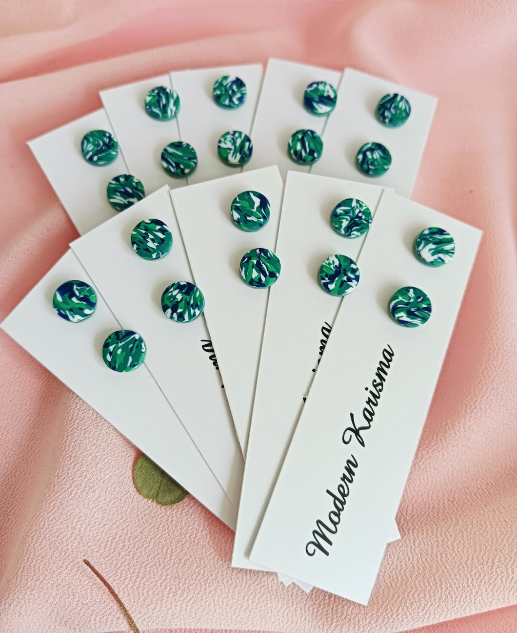 Blue and Green Mini Stud Earrings