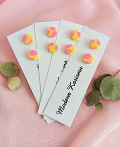 Pink and Yellow Mini Stud Earrings