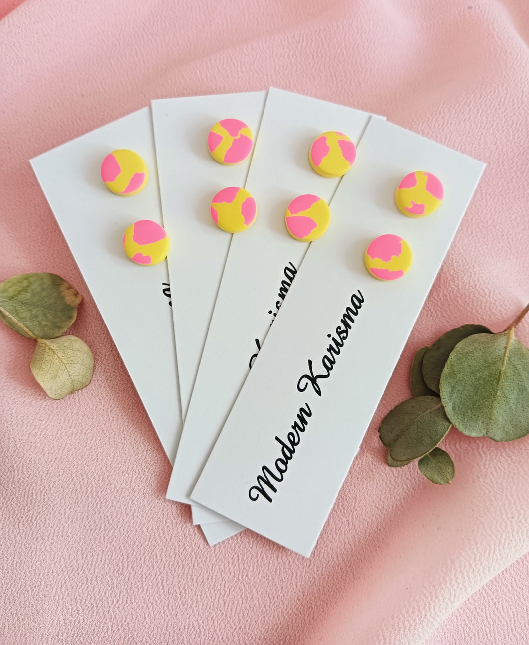 Pink and Yellow Mini Stud Earrings