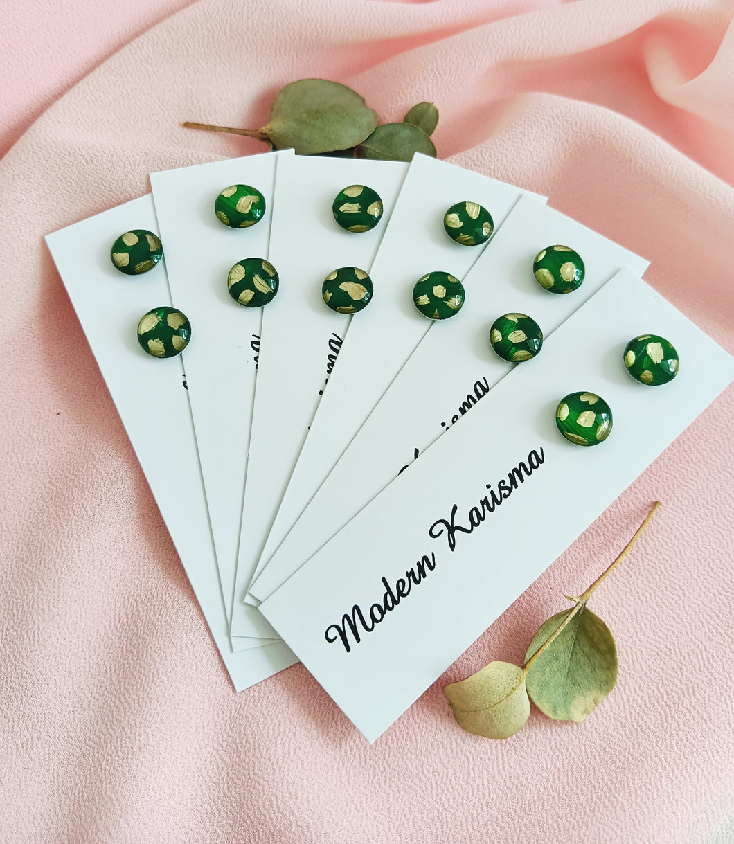Green and Gold Mini Studs