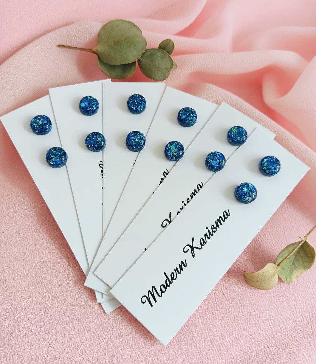 Blue Glitter Mini Studs