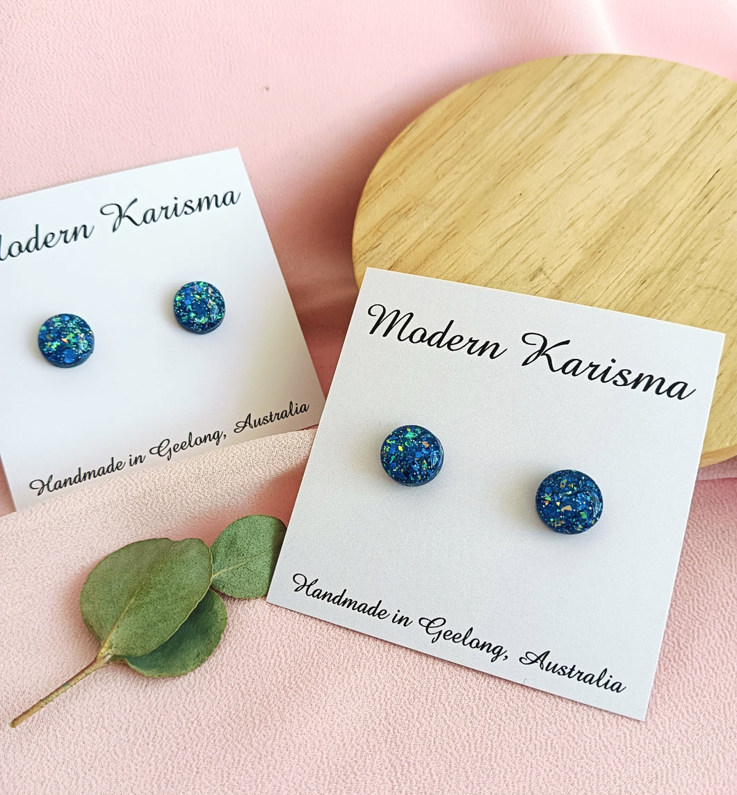 Blue Glitter Studs