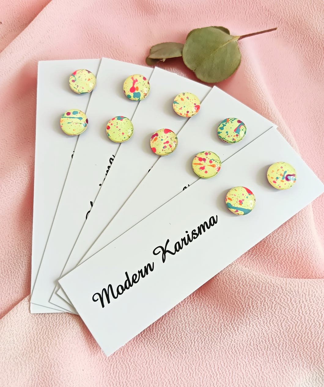 Rainbow Splatter Mini Studs