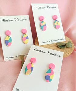 Rainbow Patch Mini Oval Dangles