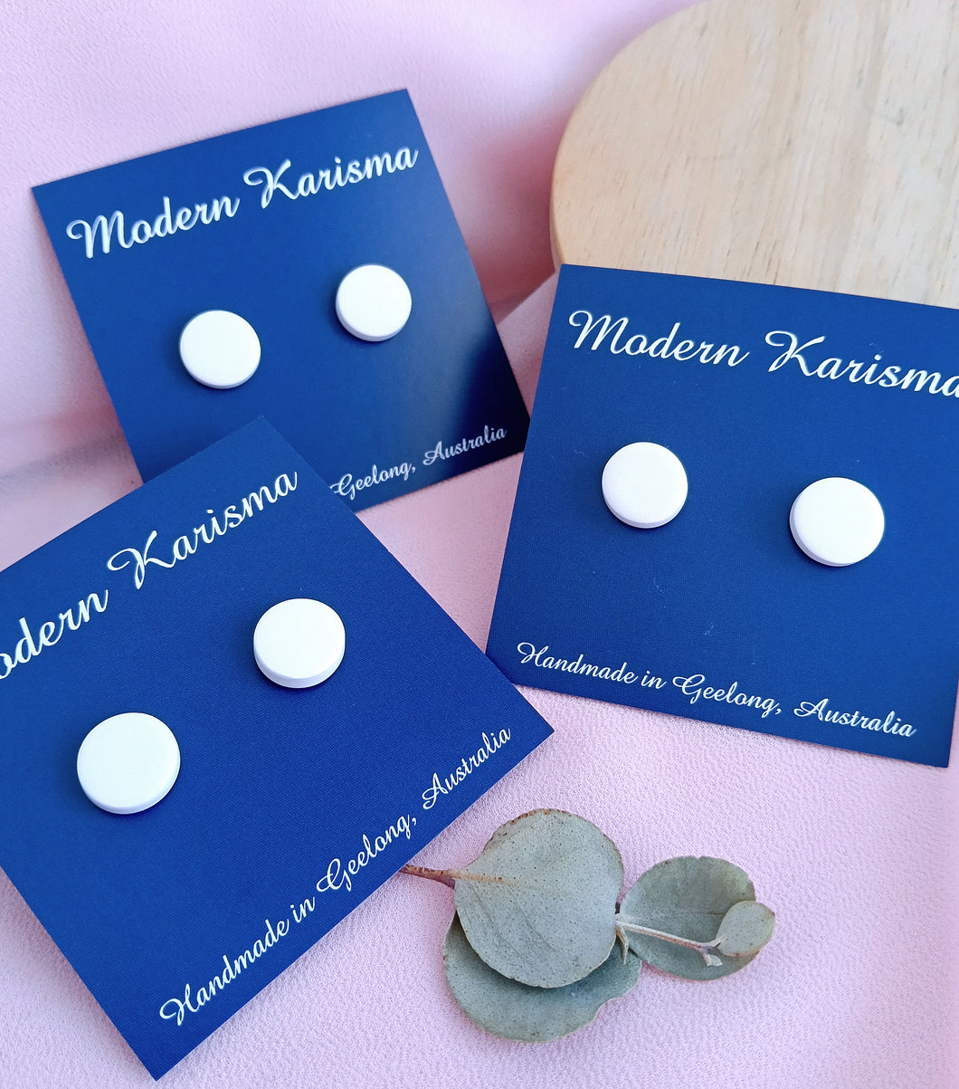 White Stud Earrings