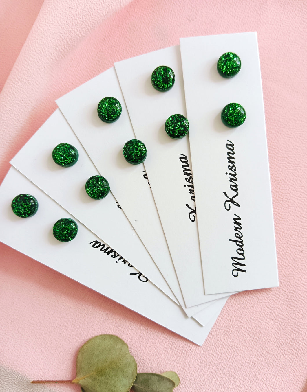 Green Glitter Mini Studs
