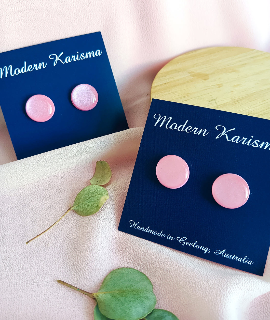 Shimmery Pink Studs