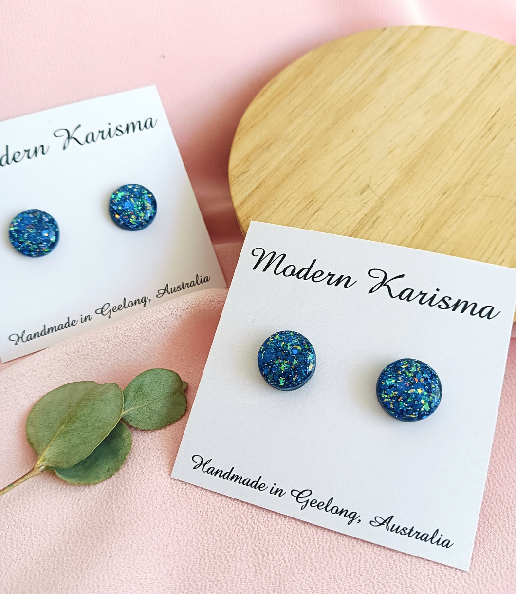 Blue Glitter Studs
