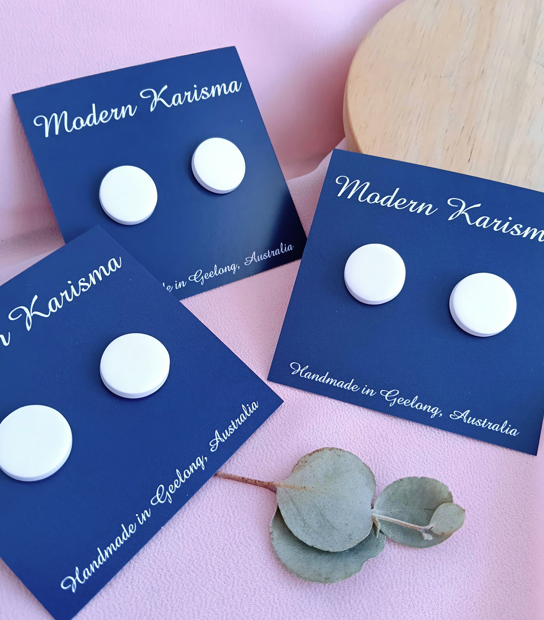 White Stud Earrings