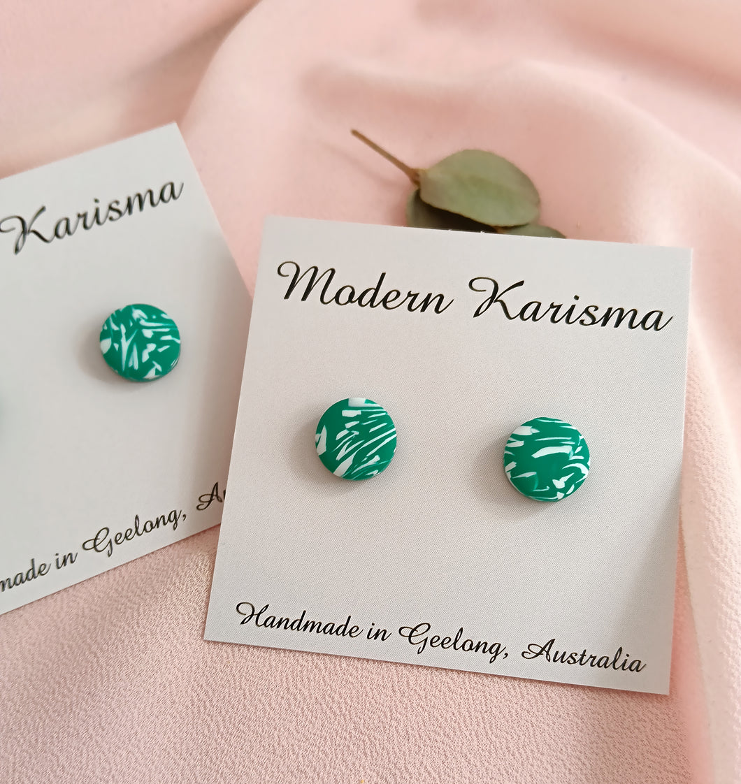 Green Swirl Stud Earrings
