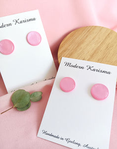 Shimmery Pink Statement Studs