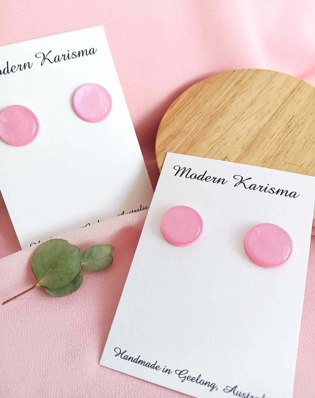 Shimmery Pink Statement Studs