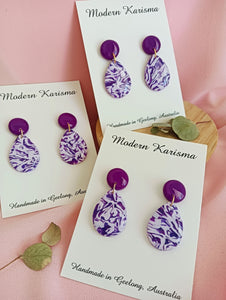 Purple Swirl Teardrop Dangles